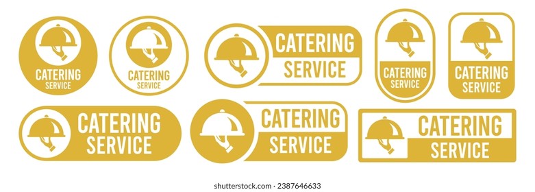 Set menu catering, restaurant, spoon, fork, knife and plate icon set in line. Tableware Vector illustration	
