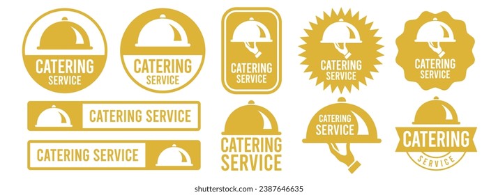 Set menu catering, restaurant, spoon, fork, knife and plate icon set in line. Tableware Vector illustration	