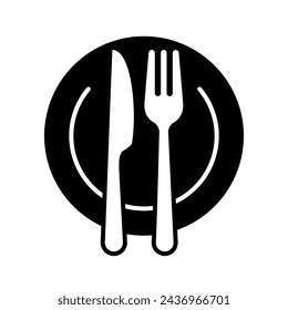 Set menu catering, restaurant, spoon, fork, knife and plate icon set in line. Tableware Vector illustration