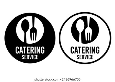 Set menu catering, restaurant, spoon, fork, knife and plate icon set in line. Tableware Vector illustration