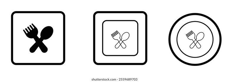 Set of menu catering, restaurant, spoon, fork and plate icon . menu symbol. Food, plate, fork, spoon, cutlery icon set. vector illustration eps 10.