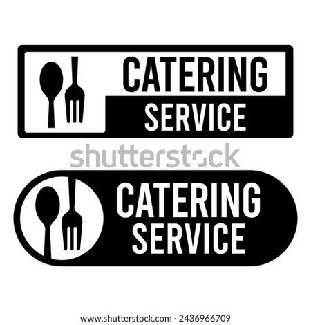 Set menu catering, restaurant, spoon, fork, knife and plate icon set in line. Tableware Vector illustration