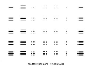 Set menu icon, Different variations in stroke thickness. Vector eps10