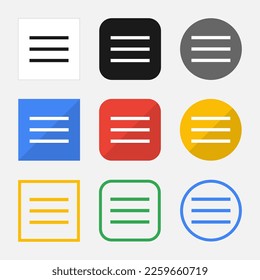 Juego de iconos de menú para tu sitio web o aplicación móvil