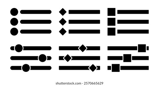 Set of menu or page icons. Design for apps, social media and web.