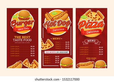Set of menu template fast food Vector design trendy for restaurant