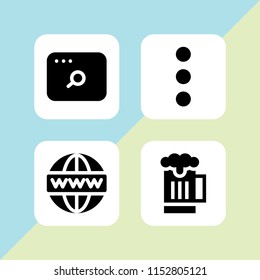 set with menu, www, url and beer vector icons for web and mobile app