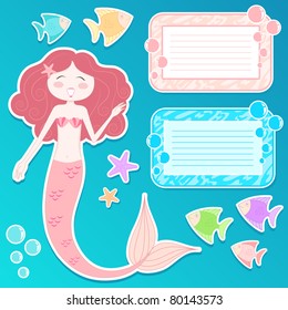 set of mermaid and design elements