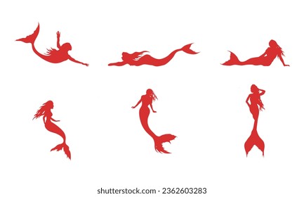 set of mermaid logo vector