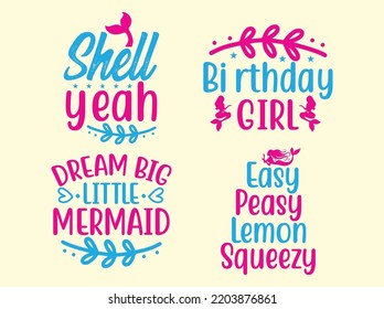 Set of mermaid t-shirt design 