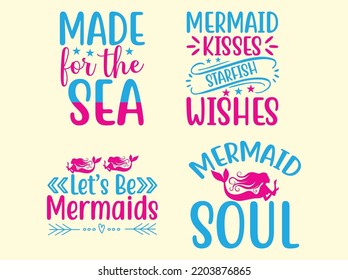 Set of mermaid t-shirt design 