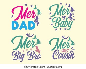 Set of mermaid t-shirt design 