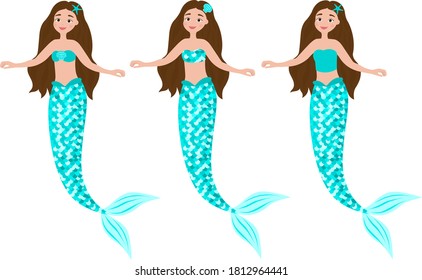 Set of mermaids vector illustration