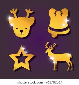 set merry christmas decoration design vector illustration