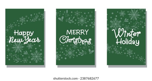 Set of Merry Christmas decoration template. Christmas and new year frame collection for greeting card, sales promotion and invitation. Vector illustration. 