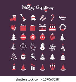 Set for Merry Christmas design elements vector