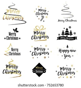 Set of Merry Christmas design elements