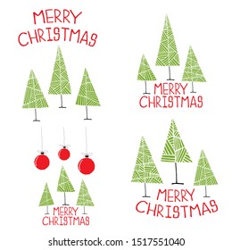 Set of Merry Christmas design for postcard, invitation, greeting card and poster.