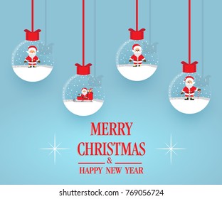 Set of Merry christmas glass ball collection. Vector illustration