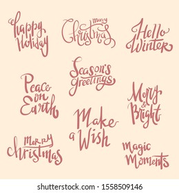 set of merry christmas hand lettering typography design