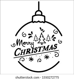 Set of Merry Christmas - handdrawn lettering. 
