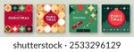 Set of Merry Christmas and Happy New Year greeting cards, covers or posters with holiday attributes. Christmas background. Flat design. Vector illustration