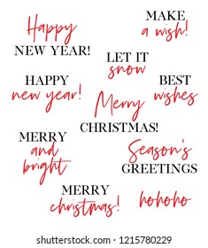 Set of Merry Christmas and Happy New Year vector quotes