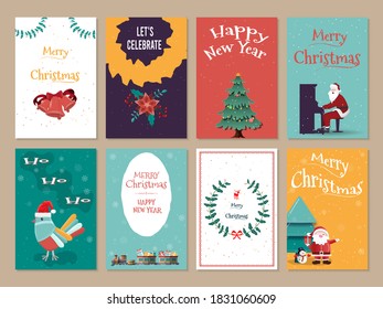 Set of Merry Christmas and Happy New Year background for covers, invitations, posters, banners and flyers. 
Minimal design for branding and other winter events. Vector illustration EPS 10