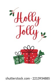 Set of Merry Christmas and Happy New Years cards. Hand drawn. Vector illustration.