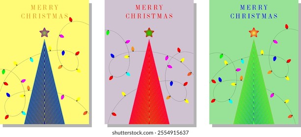 Set of Merry Christmas and Happy New Year greeting cards, covers or posters with holiday attributes. Christmas background. Flat design