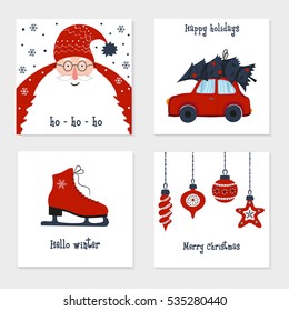 Set with Merry Christmas and Happy New Year cards.