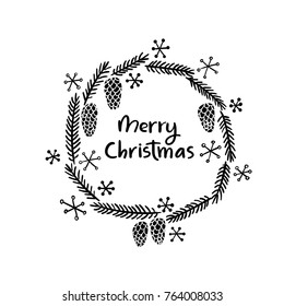 Set of Merry christmas and Happy New Year cards. Modern calligraphy. Hand lettering for greeting cards, photo overlays, invitations, tags. Vector illustration.