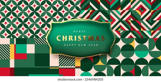 Set of Merry Christmas holiday background pattern packaging design template