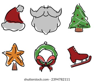 set of merry christmas icon and christmas elements