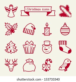 Set of Merry Christmas icons and objects.