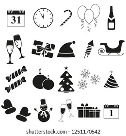 Set merry Christmas and New Year icons