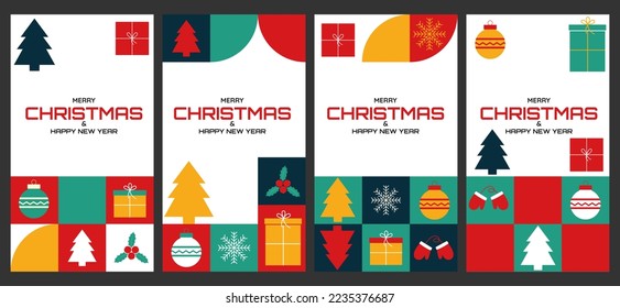 Set of Merry Christmas and New Year template cover.Winter holiday flyer, poster,brochure voucher template.Vector.