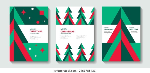 A set of  Merry Christmas and New Year greeting cards, posters, banner, holiday covers. Christmas templates with  in a modern minimalist style for the Internet, social network