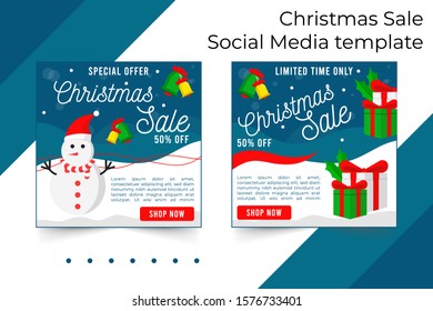 set of merry christmas social media post and sale banner template