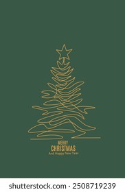 Set of merry christmas tree on green background. Elements of new year day festival for card, cover. Top view scene for product display. Simple flat design in minimal design