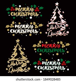 Set of Merry Christmas typography,Vector illustration. 
Applicable for covers,postcard,logo,poster,sticker, products.