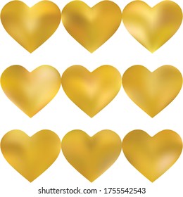 Set of mesh backgrounds hearts. Flat fashion style of 90th, 80th. Soft color art. Yellow celebration templates for your cards, invitation, brochure and calendar.