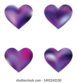 Set of mesh backgrounds hearts. Soft color illustration. Creative fashion style of 90th, 80th. Violet celebration templates for your cards, invitation, brochure and calendar.