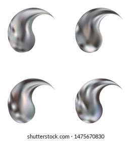 Set of mesh backgrounds with yin or yang. Flat original east style. Trendy soft color element. Silver celebration templates for your cards, invitation, brochure and calendar.