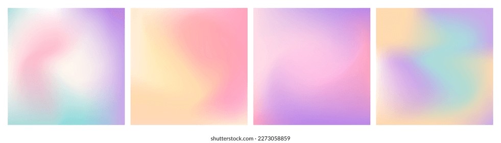 Set mesh blurred unfocused gradients in pastel colors  Abstract y2k fluid background  Template  banner  poster  card