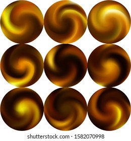 Set with mesh colorful round backgrounds. Trendy soft color effect. Isolated retro style of 80th. Brown effective modern screens design for brochure, calendar, cards or invitation.