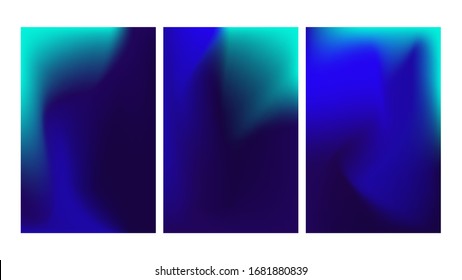 Set von Mesh-Farbverlauf-bunten abstrakten Vektorillustration-Hintergründen. Farbverlauf-Design mit Blau, Violett, Minzfarben