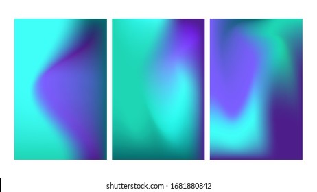 Set of mesh gradient colorful abstract vector backgrounds. Gradient design with blue, purple, mint colors