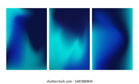 Set of mesh gradient colorful abstract vector backgrounds. Gradient design with blue, purple, mint colors