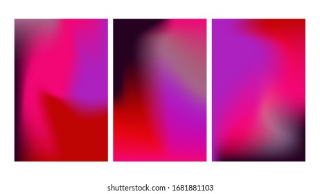 Set von Mesh-Farbverlauf-bunten abstrakten Vektorillustration-Hintergründen. Farbverlauf-Design mit rosafarbenen Farben